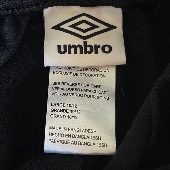 Umbro Track Pants Girls Large 10/12 Black Pink Drawstring Soccer - Picture 6 of 11